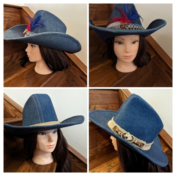 Vintage western 60's blue denim cowboy hat. Size 7-7 1/8 - Picture 17 of 17